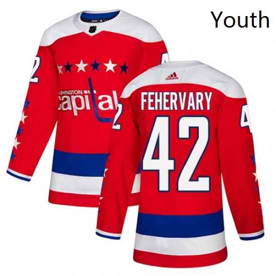 Youth Adidas Washington Capitals 42 Martin Fehervary Authentic Red Alternate NHL Jersey